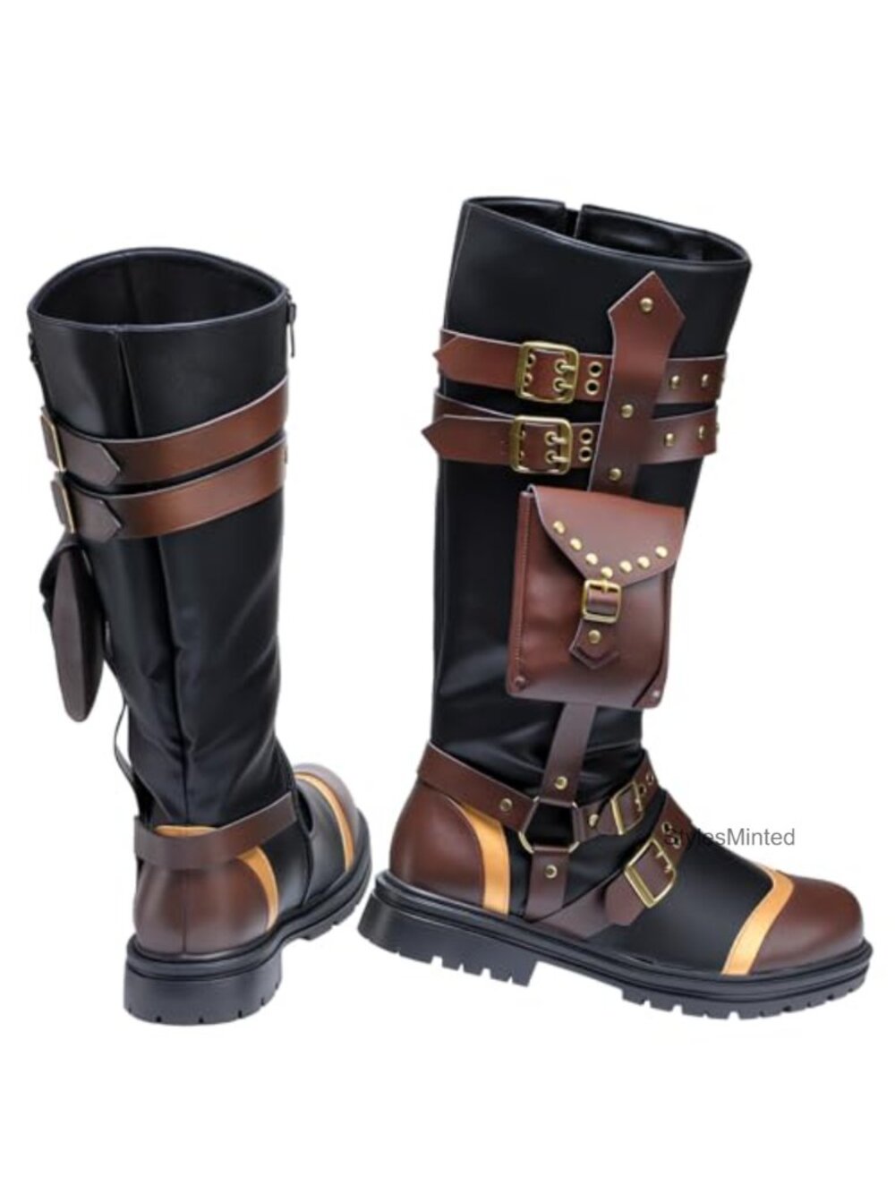 Men's Renaissance Steampunk Boots Faux Leather Costume Boots - Picture 1 of 6